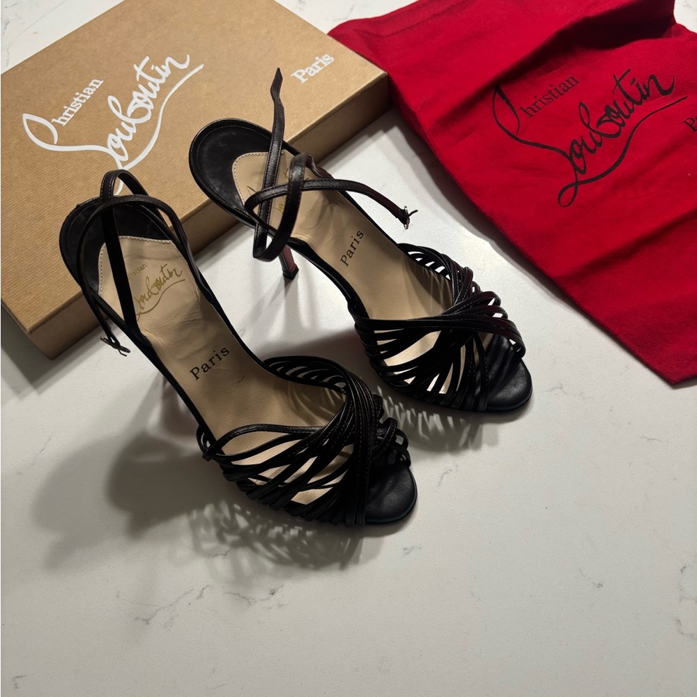 Christian Louboutin Elegant brown soft leather, Strappy Heels